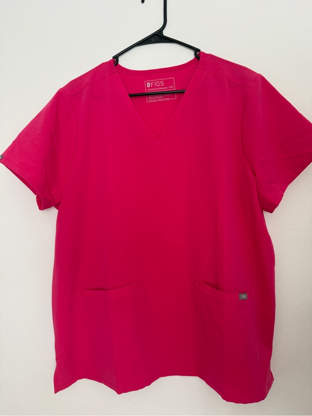Figs V-Neck Scrub Top in Vibrant Hot Pink